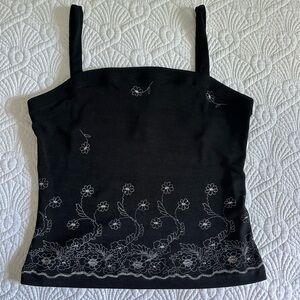 Elegant Black Floral Embroidered Women's Top